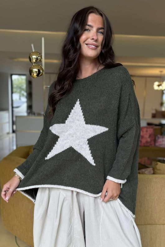 Big Softie Star Slouch Knit Deep Khaki -